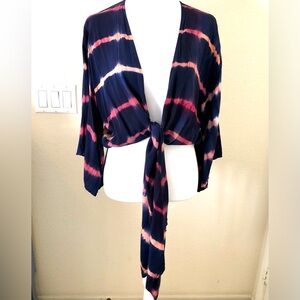 Olivaceous Navy and Orange Kimono in Excellent Cond